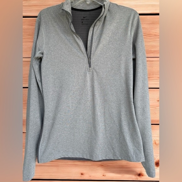 Nike Pro Dri-Fit Women's Long Sleeve 1/4 Zip Pullover Top Gray L Warm Stretch - Picture 6 of 16